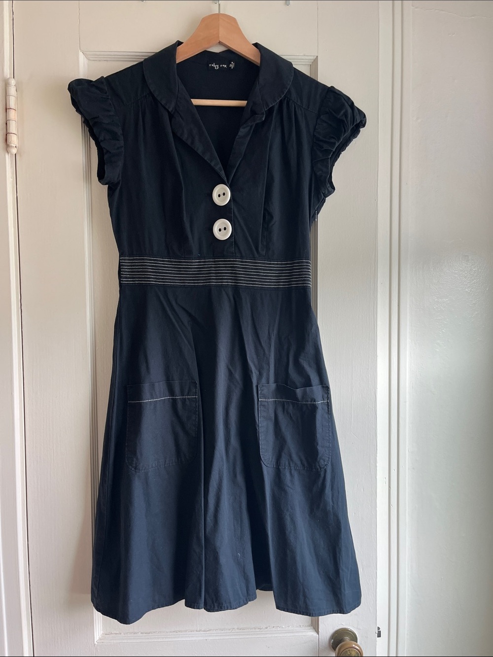 Ruby Rox black A-Line Dress with Contrast Buttons